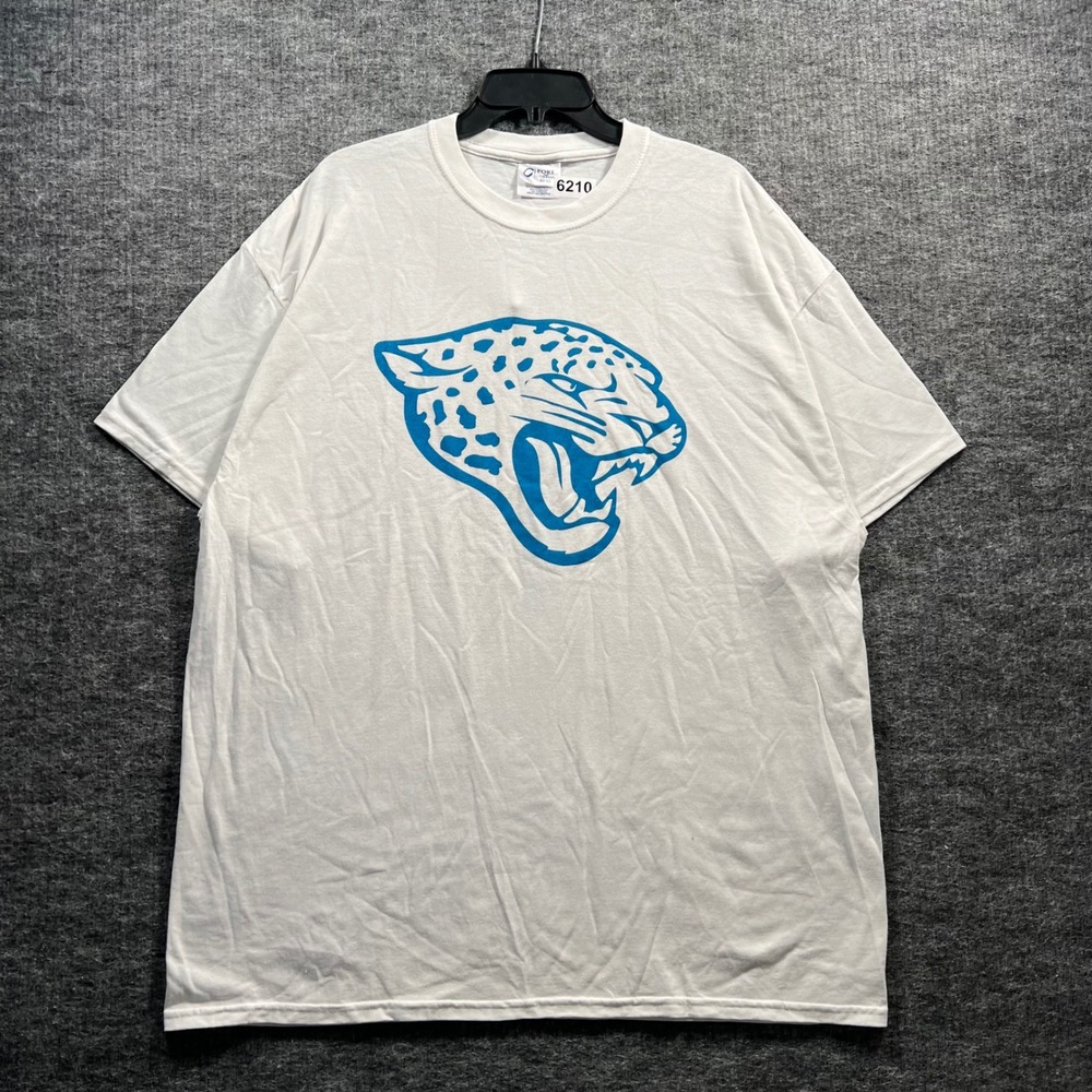 Port and Company White Blue Jaguar Graphic T-Shirt Mens 2XL